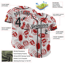 Load image into Gallery viewer, Custom White Black Comic Doodle Ballgame 3D Pattern Design Authentic Baseball Jersey
