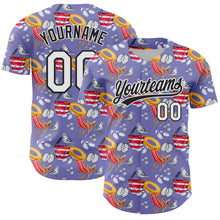 Load image into Gallery viewer, Custom Light Purple White-Black 3D Hawaii Beach Seabird Authentic Baseball Jersey
