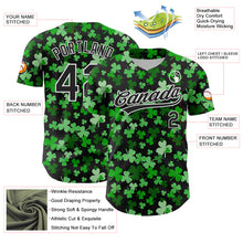 Load image into Gallery viewer, Custom Black White 3D St. Patrick&#39;s Day Shamrock Authentic Baseball Jersey
