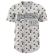 Load image into Gallery viewer, Custom White Black 3D Hawaii Tropical Palm Tree Authentic Baseball Jersey
