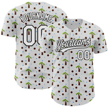 Load image into Gallery viewer, Custom White Black 3D Hawaii Tropical Palm Tree Authentic Baseball Jersey
