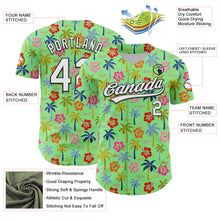 Load image into Gallery viewer, Custom Pea Green White-Black 3D Hawai Tropical Palm Tree And Flower Authentic Baseball Jersey
