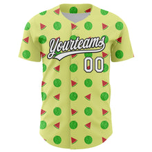 Load image into Gallery viewer, Custom Yellow White-Black 3D Hawaii Fruit Watermelon Authentic Baseball Jersey
