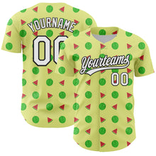 Load image into Gallery viewer, Custom Yellow White-Black 3D Hawaii Fruit Watermelon Authentic Baseball Jersey
