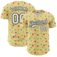 Load image into Gallery viewer, Custom Yellow White-Black 3D Hawaii Tropical Palm Leaves And Fruit Pineapple Authentic Baseball Jersey
