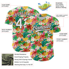 Load image into Gallery viewer, Custom Yellow White-Black 3D Hawaii Tropical Palm Leaves Flower And Fruit Pineapple Authentic Baseball Jersey

