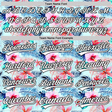 Load image into Gallery viewer, Custom Ice Blue White-Black 3D Hawaii Tropical Palm Leaves And Flower Authentic Baseball Jersey
