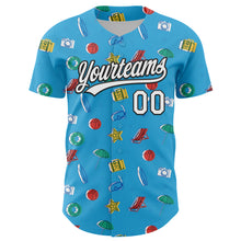 Load image into Gallery viewer, Custom Sky Blue White-Black 3D Hawaii Beach Holiday Authentic Baseball Jersey

