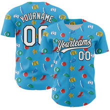 Load image into Gallery viewer, Custom Sky Blue White-Black 3D Hawaii Beach Holiday Authentic Baseball Jersey
