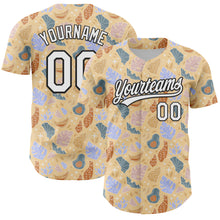 Load image into Gallery viewer, Custom Brown White-Black 3D Hawaii Tropical Palm Leaves Authentic Baseball Jersey
