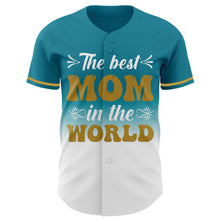 Load image into Gallery viewer, Custom Teal Old Gold-White 3D Pattern Design Gradient Mother&#39;s Day Authentic Baseball Jersey
