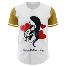 Load image into Gallery viewer, Custom White Old Gold 3D Pattern Design Mother&#39;s Day Family Love Authentic Baseball Jersey
