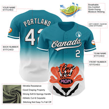 Load image into Gallery viewer, Custom Teal White-Black 3D Pattern Design Gradient Mother&#39;s Day Flower Authentic Baseball Jersey
