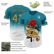 Load image into Gallery viewer, Custom Teal Old Gold-Black 3D Pattern Design Gradient Mother&#39;s Day Flower Authentic Baseball Jersey
