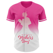 Load image into Gallery viewer, Custom Pink White-Neon Pink 3D Pattern Design Gradient Mother&#39;s Day Family Love Authentic Baseball Jersey
