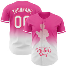 Load image into Gallery viewer, Custom Pink White-Neon Pink 3D Pattern Design Gradient Mother&#39;s Day Family Love Authentic Baseball Jersey
