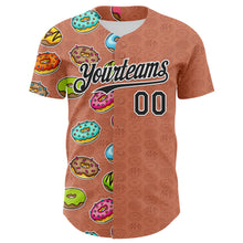 Load image into Gallery viewer, Custom Brown Black-White 3D Pattern Design Foodie Food Dessert Doughnut Authentic Baseball Jersey
