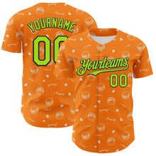 Load image into Gallery viewer, Custom Bay Orange Neon Green-Black 3D Pattern Design Foodie Fast Food Burger Authentic Baseball Jersey
