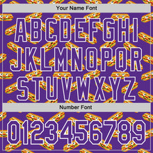 Load image into Gallery viewer, Custom Purple White 3D Pattern Design Foodie Fast Food Hot Dog Authentic Baseball Jersey
