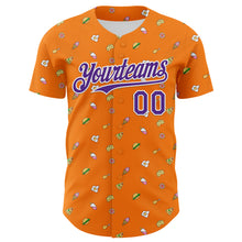 Load image into Gallery viewer, Custom Bay Orange Purple-White 3D Pattern Design Foodie Fast Food Cheese Pizza Dessert Ice Cream Authentic Baseball Jersey
