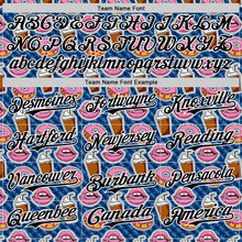 Load image into Gallery viewer, Custom US Navy Blue Black-White 3D Pattern Design Foodie Food Dessert Milkshake Donut Authentic Baseball Jersey
