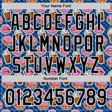 Load image into Gallery viewer, Custom US Navy Blue Black-White 3D Pattern Design Foodie Food Dessert Milkshake Donut Authentic Baseball Jersey
