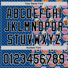 Load image into Gallery viewer, Custom US Navy Blue Black-White 3D Pattern Design Foodie Food Dessert Milkshake Donut Authentic Baseball Jersey
