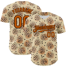 Load image into Gallery viewer, Custom Cream Texas Orange-Brown 3D Pattern Design Foodie Food Snack Chocolate Cookie Authentic Baseball Jersey
