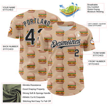 Load image into Gallery viewer, Custom Vegas Gold Black-White 3D Pattern Design Foodie Fast Food Burger Authentic Baseball Jersey

