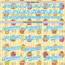 Load image into Gallery viewer, Custom Yellow Sky Blue-White 3D Pattern Design Foodie Food Dessert Cupcake Authentic Baseball Jersey
