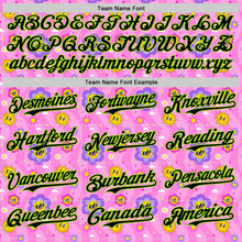 Load image into Gallery viewer, Custom Pink Black-Neon Green 3D Pattern Design Funny Cartoon Flower And Sun Authentic Baseball Jersey
