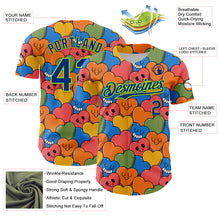 Load image into Gallery viewer, Custom White Royal-Neon Green 3D Pattern Design Funny Cartoon Heart Authentic Baseball Jersey
