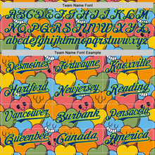 Load image into Gallery viewer, Custom White Royal-Neon Green 3D Pattern Design Funny Cartoon Heart Authentic Baseball Jersey
