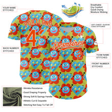 Load image into Gallery viewer, Custom Neon Yellow Orange-White 3D Pattern Design Funny Cartoon Flower And Heart Authentic Baseball Jersey

