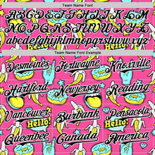 Load image into Gallery viewer, Custom Pink Black-White 3D Pattern Design Funny Cartoon Food Donut And Fruit Banana Authentic Baseball Jersey
