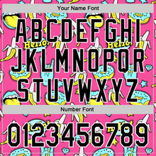 Load image into Gallery viewer, Custom Pink Black-White 3D Pattern Design Funny Cartoon Food Donut And Fruit Banana Authentic Baseball Jersey
