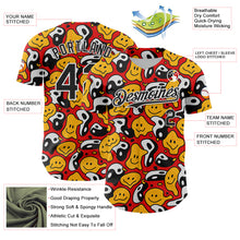 Load image into Gallery viewer, Custom Red Black-White 3D Pattern Design Funny Cartoon Emoji Smile Face And Yin Yang Authentic Baseball Jersey
