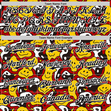 Load image into Gallery viewer, Custom Red Black-White 3D Pattern Design Funny Cartoon Emoji Smile Face And Yin Yang Authentic Baseball Jersey
