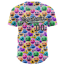 Load image into Gallery viewer, Custom White Black 3D Pattern Design Funny Cartoon Emoji Face Authentic Baseball Jersey
