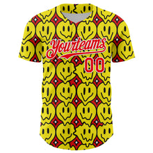 Load image into Gallery viewer, Custom Fire Red White 3D Pattern Design Funny Cartoon Emoji Smile Face Authentic Baseball Jersey
