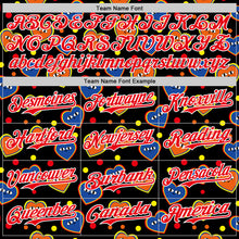 Load image into Gallery viewer, Custom Black Fire Red-White 3D Pattern Design Funny Cartoon Heart Authentic Baseball Jersey
