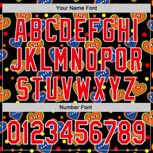 Load image into Gallery viewer, Custom Black Fire Red-White 3D Pattern Design Funny Cartoon Heart Authentic Baseball Jersey
