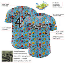 Load image into Gallery viewer, Custom Sky Blue Black-White 3D Pattern Design Funny Cartoon Emoji Authentic Baseball Jersey
