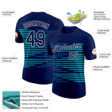 Load image into Gallery viewer, Custom Navy Blue-Aqua 3D Esports Performance T-Shirt
