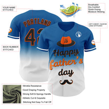 Load image into Gallery viewer, Custom Blue Black-Orange 3D Pattern Design Father&#39;s Day Fade Authentic Baseball Jersey
