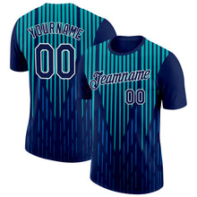Load image into Gallery viewer, Custom Navy Blue-Aqua 3D Esports Performance T-Shirt

