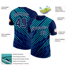 Load image into Gallery viewer, Custom Navy Blue-Aqua 3D Esports Performance T-Shirt

