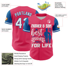 Load image into Gallery viewer, Custom Neon Pink White-Blue 3D Pattern Design Father&#39;s Day Family Love Authentic Baseball Jersey

