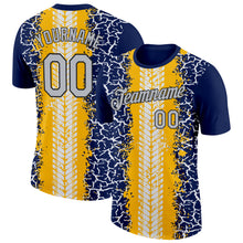 Load image into Gallery viewer, Custom Navy Light Gray Gold-Black 3D Esports Performance T-Shirt
