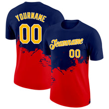 Load image into Gallery viewer, Custom Navy Gold-Fire Red 3D Esports Performance T-Shirt
